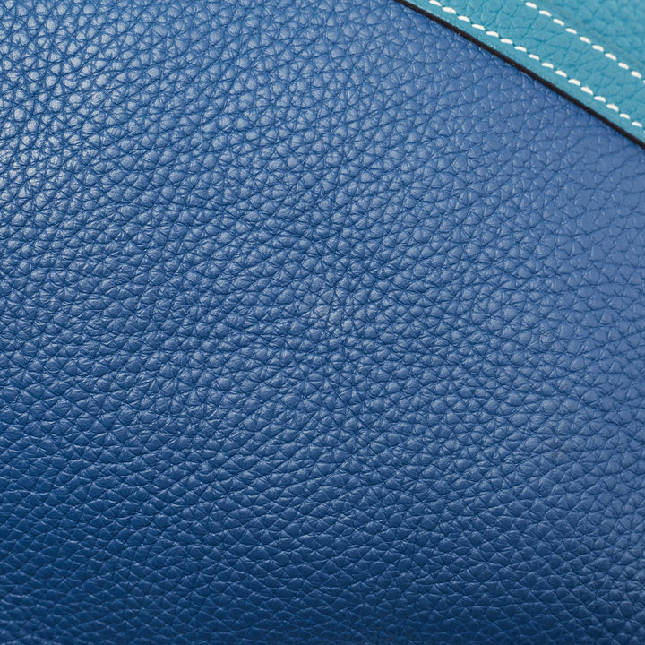 Premium Handmade Hermes Deep Bleu/Vert Bosphore Taurillon Clemence Leather Picotin Lock 22 Bag