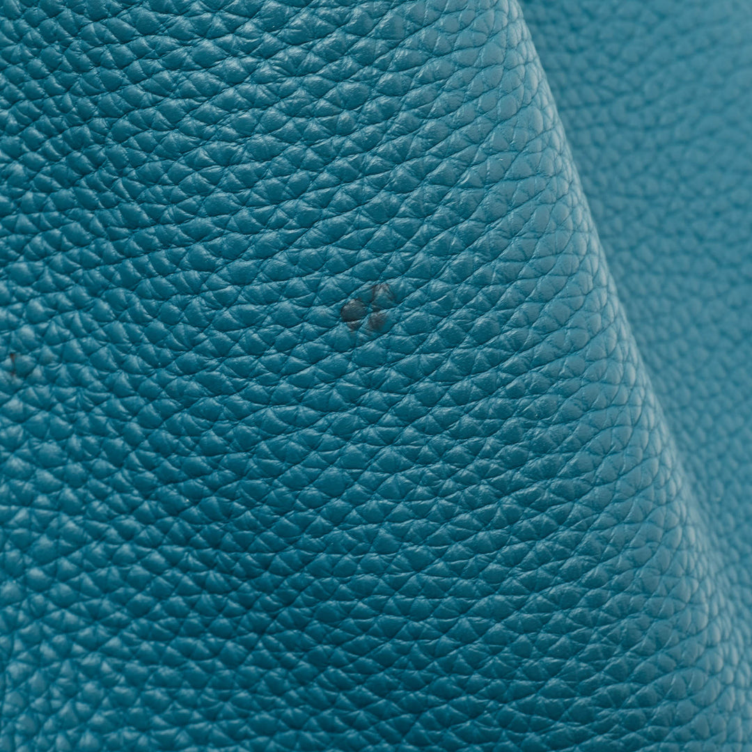 Premium Handmade Hermes Deep Bleu/Vert Bosphore Taurillon Clemence Leather Picotin Lock 22 Bag