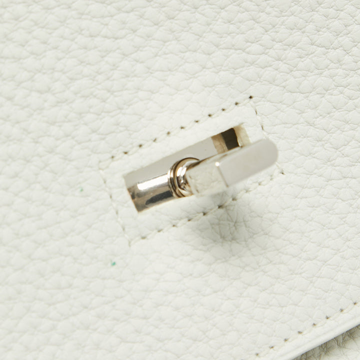 Premium Handmade Hermes  Blanc Taurillion Clemence Leather Palladium Finished Shoulder Birkin JPG 42 Bag