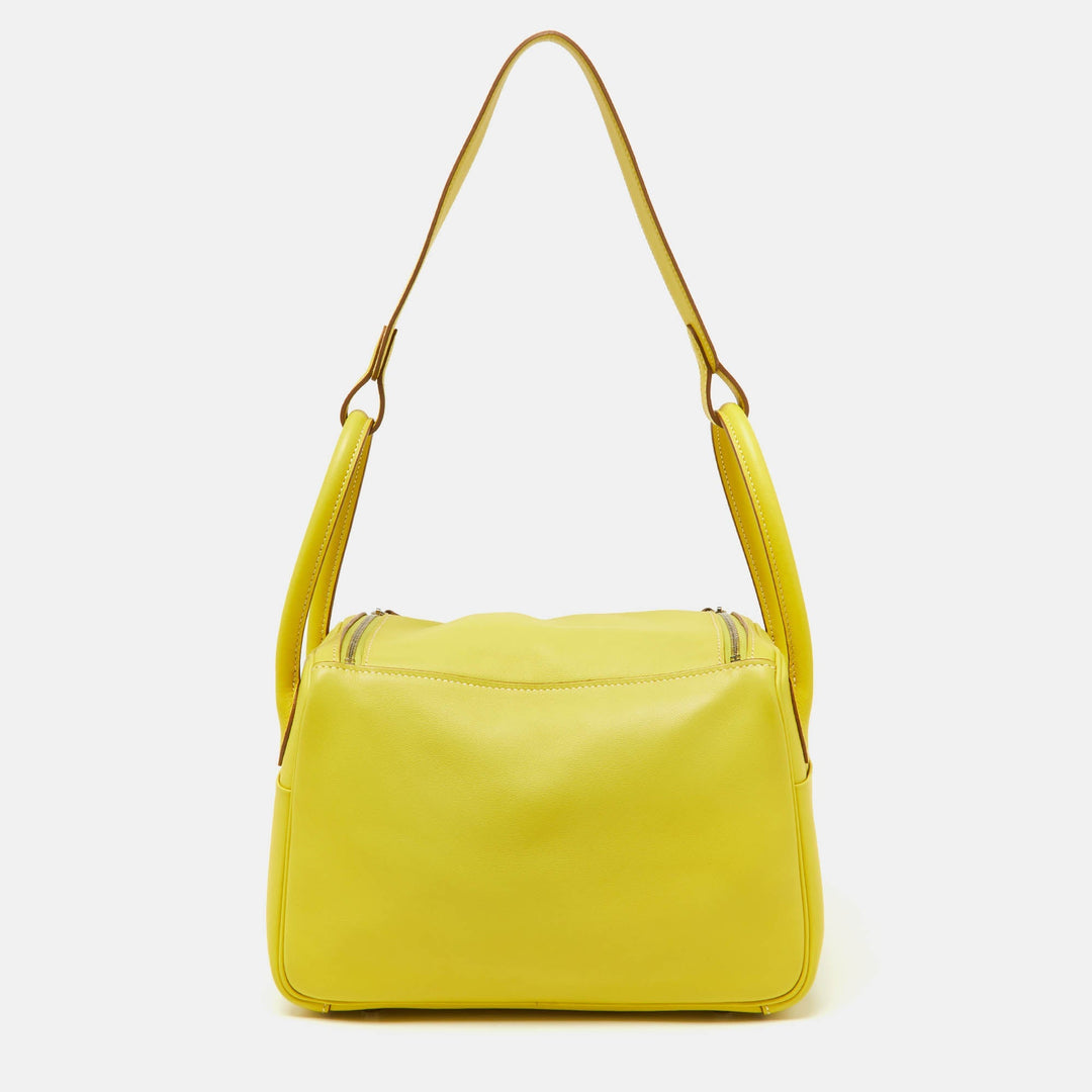 Hermes Lime Swift Leather Palladium Finish Lindy 26 Bag