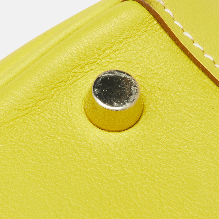 Premium Handmade Hermes Lime Swift Leather Palladium Finish Lindy 26 Bag