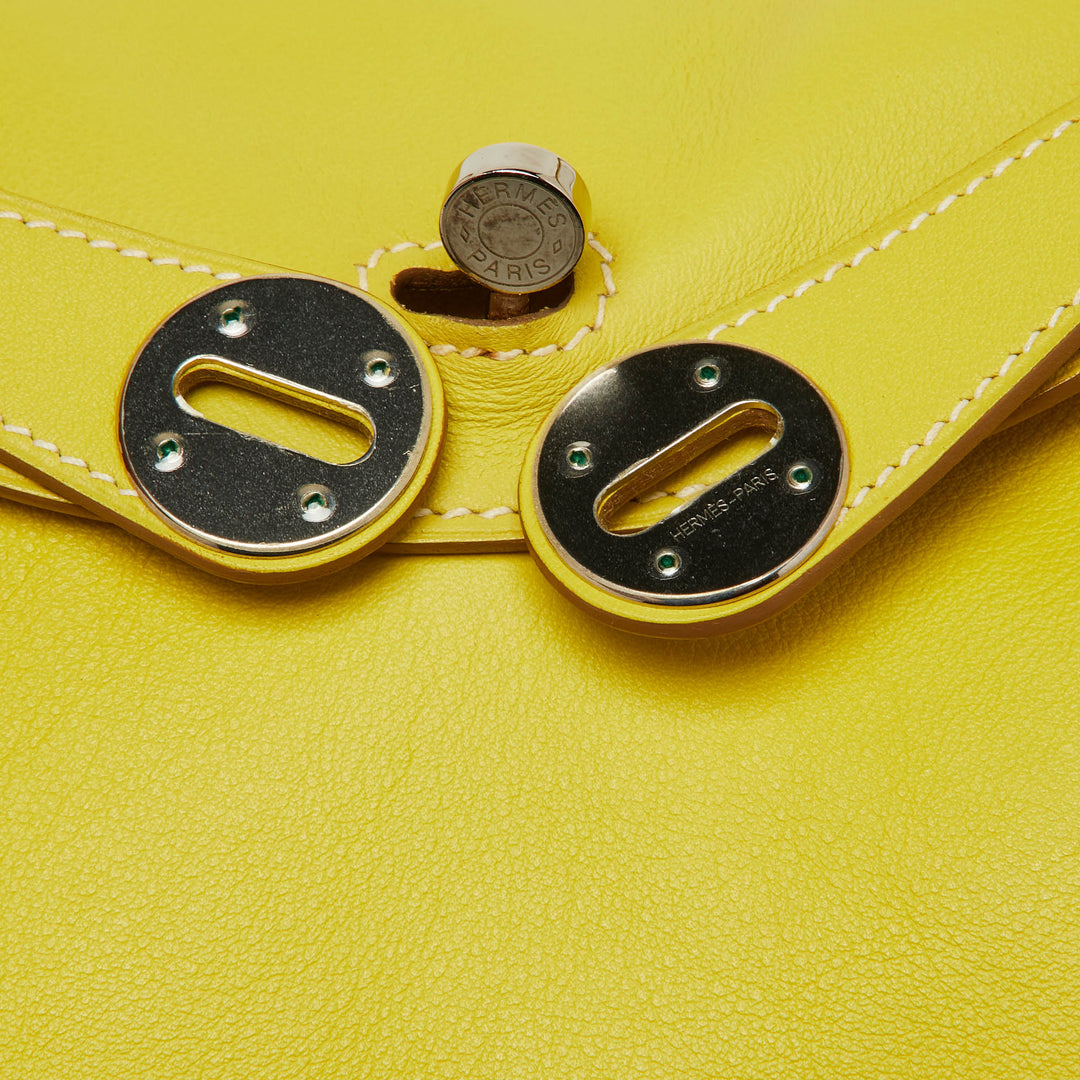 Hermes Lime Swift Leather Palladium Finish Lindy 26 Bag