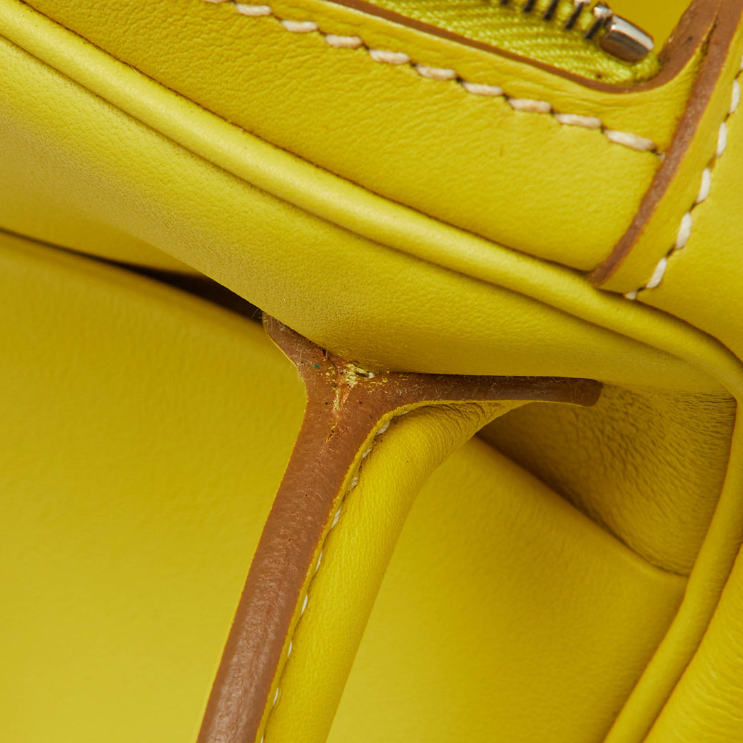 Hermes Lime Swift Leather Palladium Finish Lindy 26 Bag