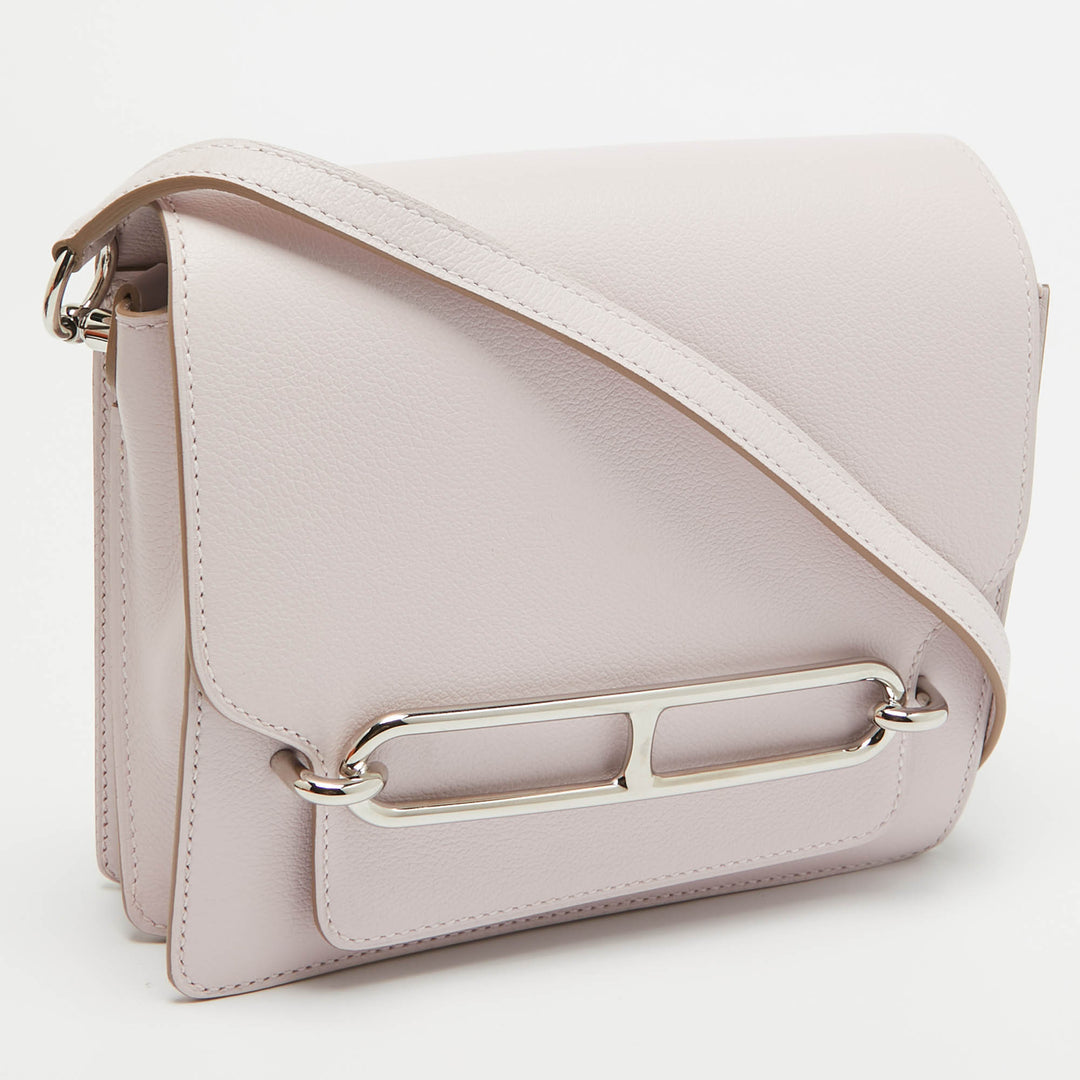 HERMES Mauve Pale Evercolor Leather Roulis Mini Bag