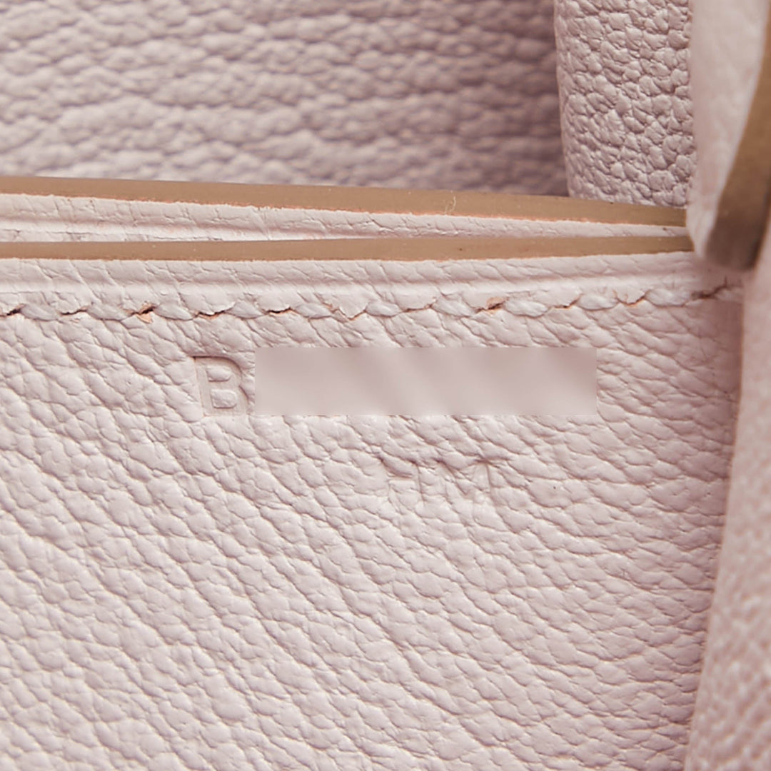 HERMES Mauve Pale Evercolor Leather Roulis Mini Bag