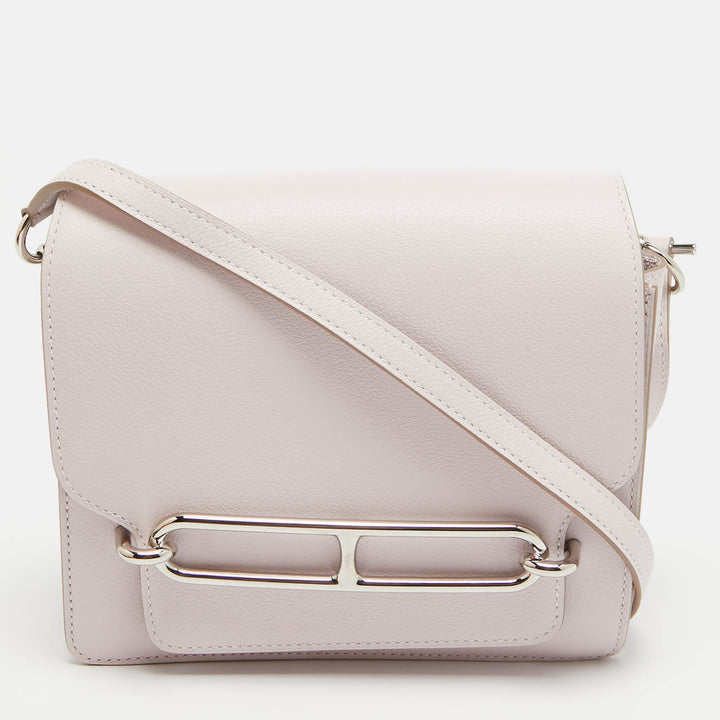 HERMES Mauve Pale Evercolor Leather Roulis Mini Bag