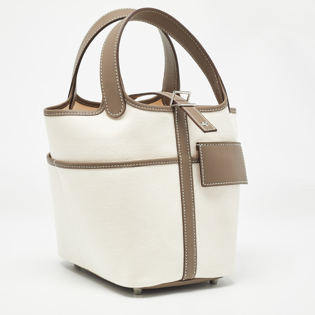 Top quality Hermes Ecro/Etoupe Toile and and Swift Leather Cargo Picotin Lock 18 Bag
