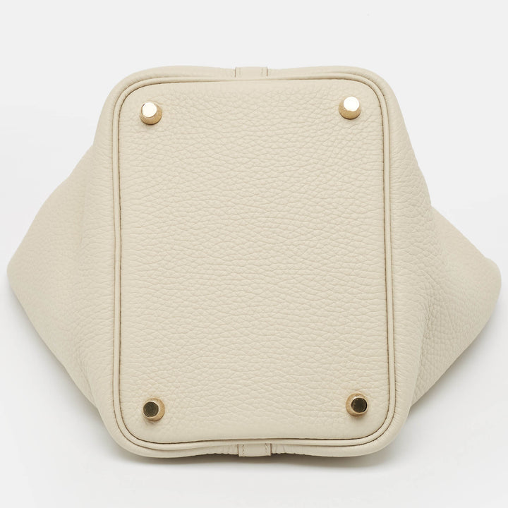 Premium Handmade Hermes Gris Neve Taurillon Clemence Leather Picotin Lock 18 Bag