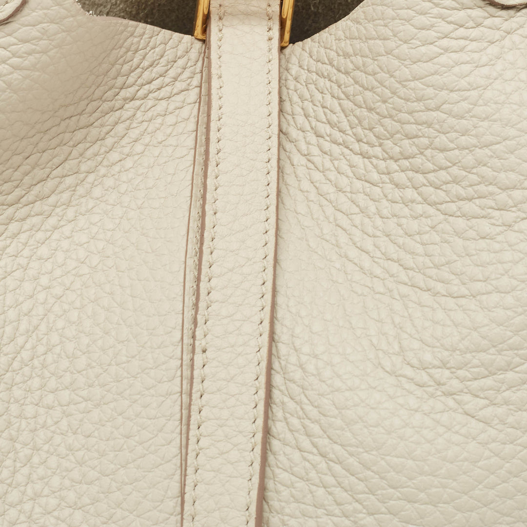 Premium Handmade Hermes Gris Neve Taurillon Clemence Leather Picotin Lock 18 Bag