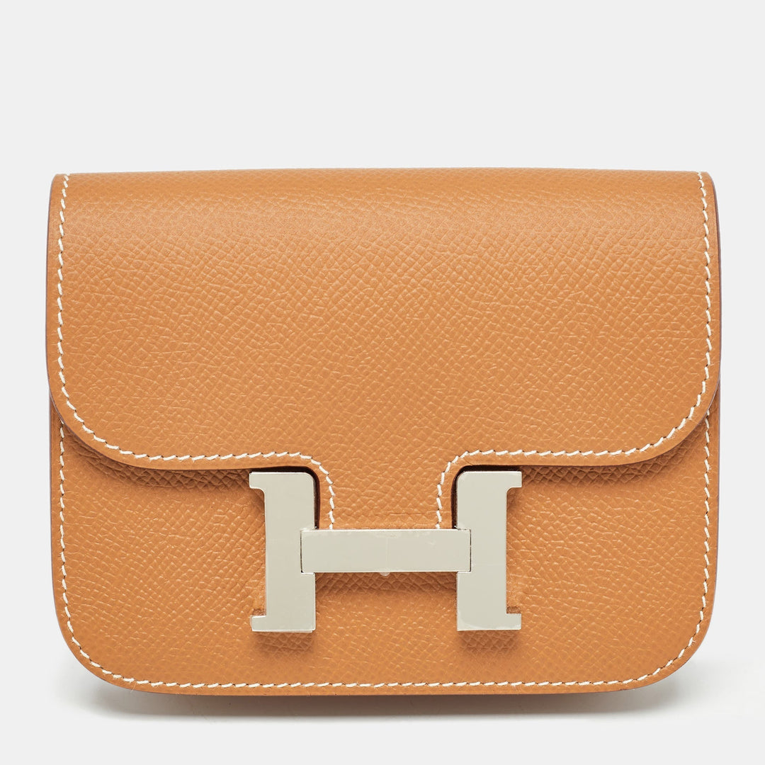 Top quality Hermes Gold Epsom Leather Constance Slim Wallet