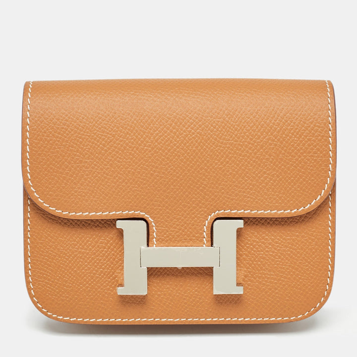 Top quality Hermes Gold Epsom Leather Constance Slim Wallet