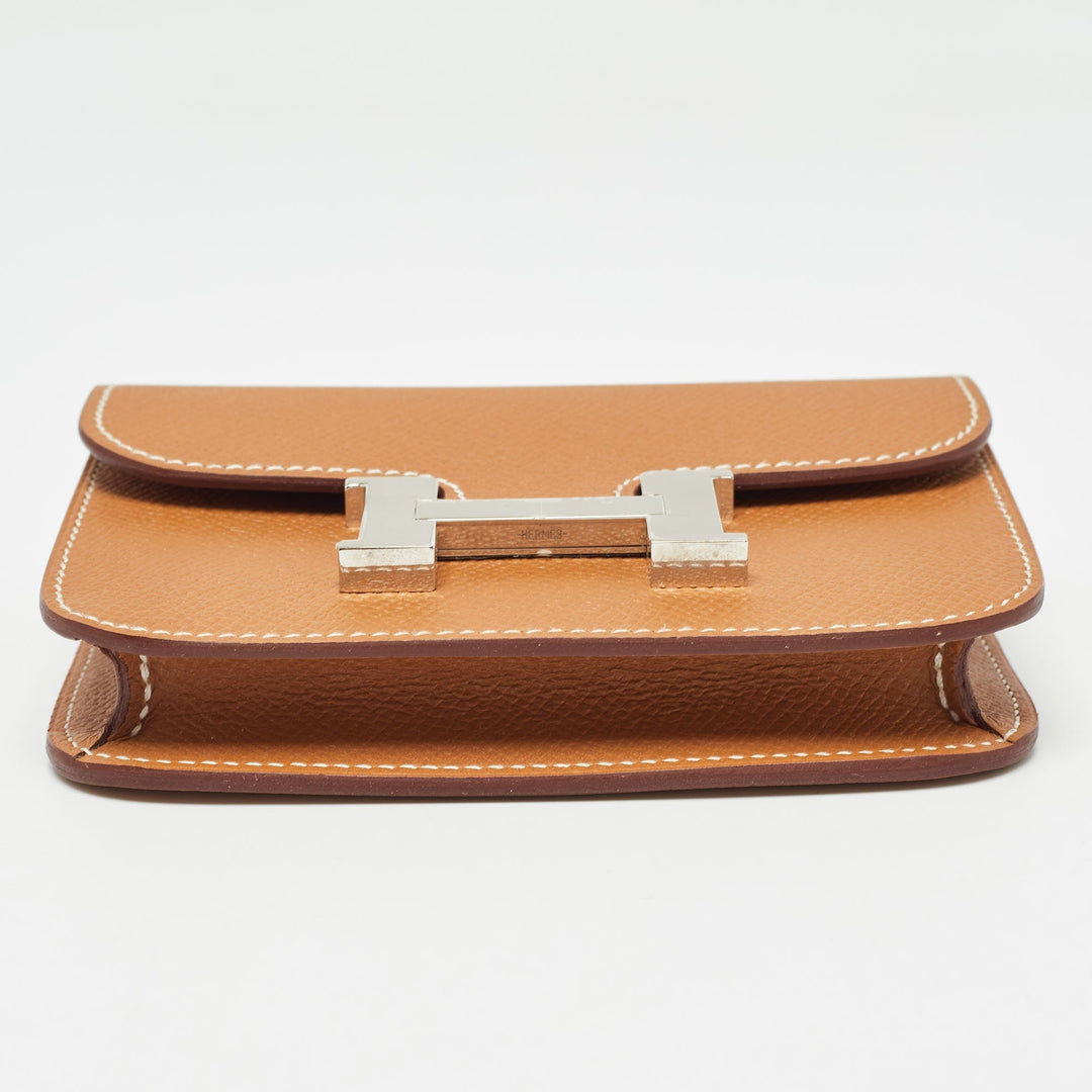 Top quality Hermes Gold Epsom Leather Constance Slim Wallet