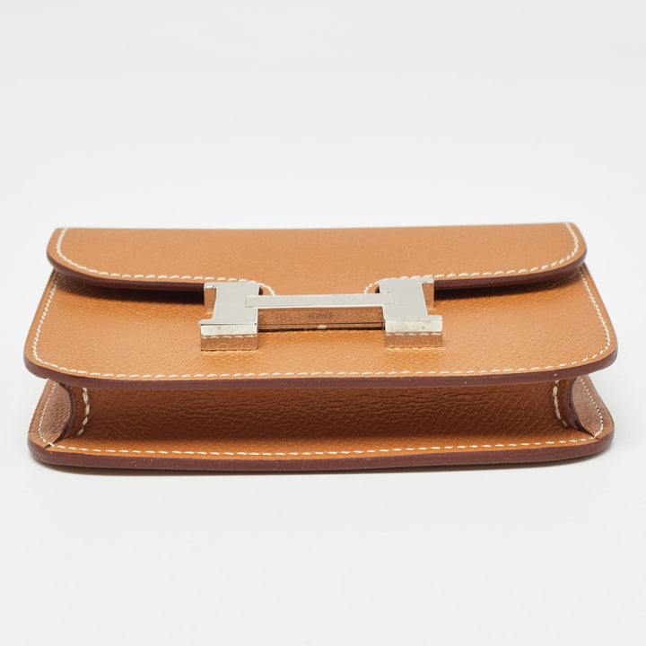Top quality Hermes Gold Epsom Leather Constance Slim Wallet