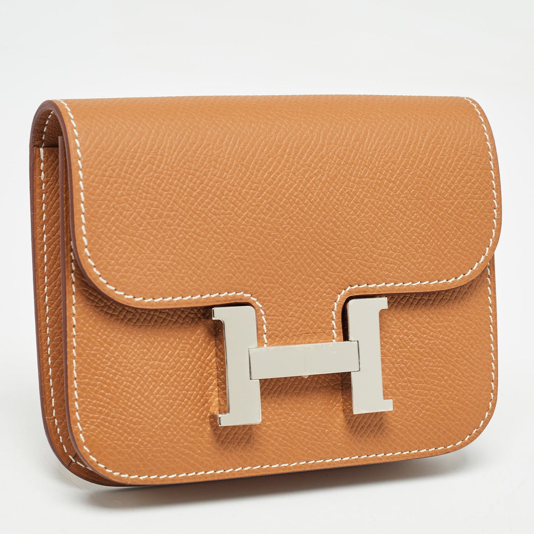 Top quality Hermes Gold Epsom Leather Constance Slim Wallet