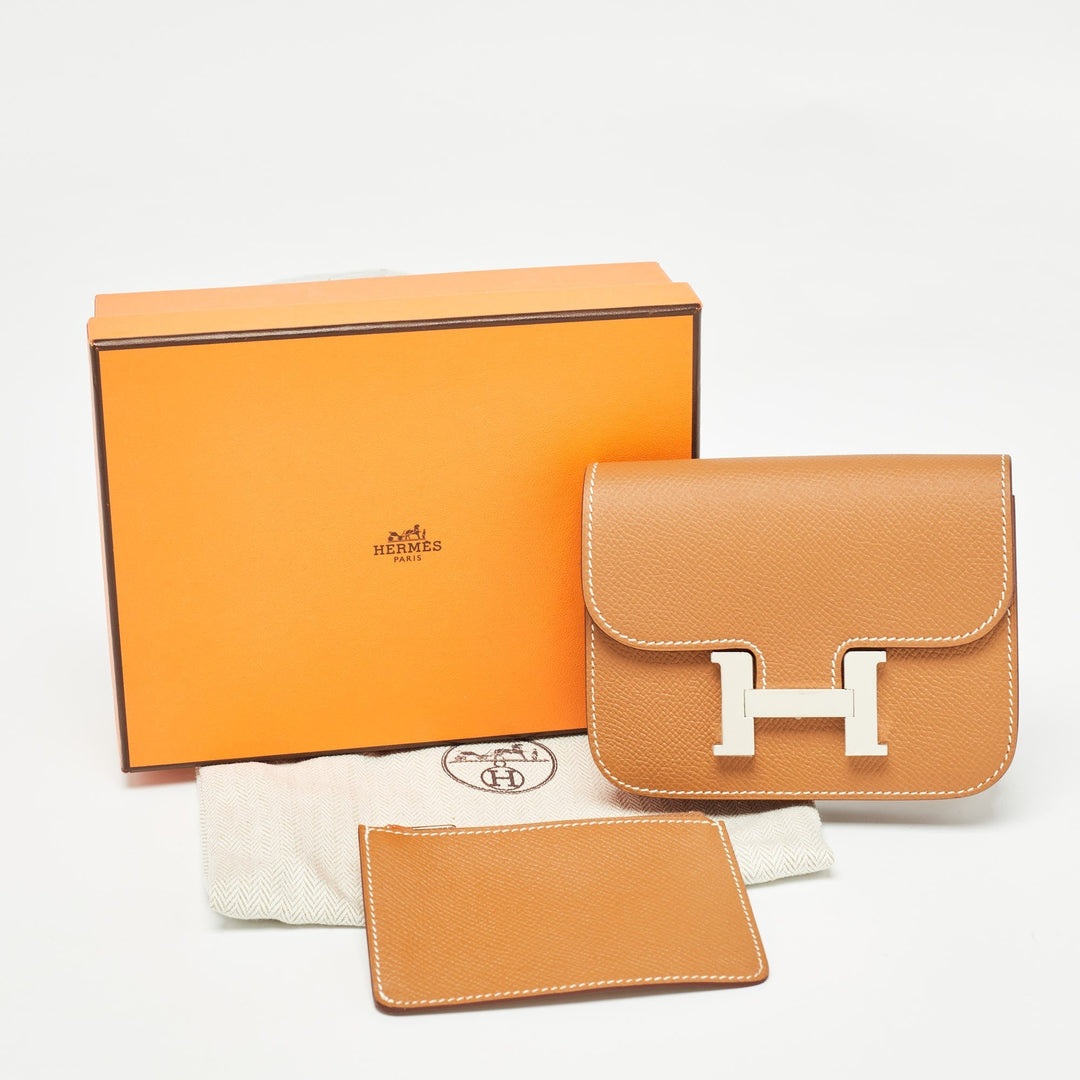 Top quality Hermes Gold Epsom Leather Constance Slim Wallet