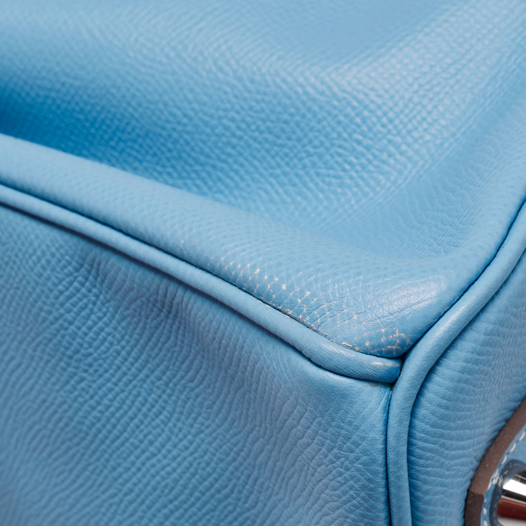 Premium Handmade Hermes Bleu Celeste/Mykonos Epsom Leather Palladium Finish Candy Birkin 35 Bag