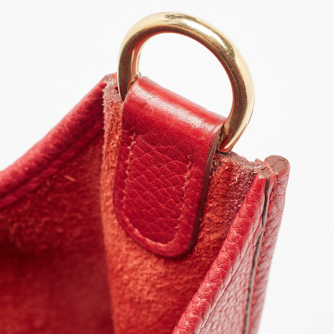 HERMES Rouge Vif Taurillon Clemence Leather Evelyne I GM Bag