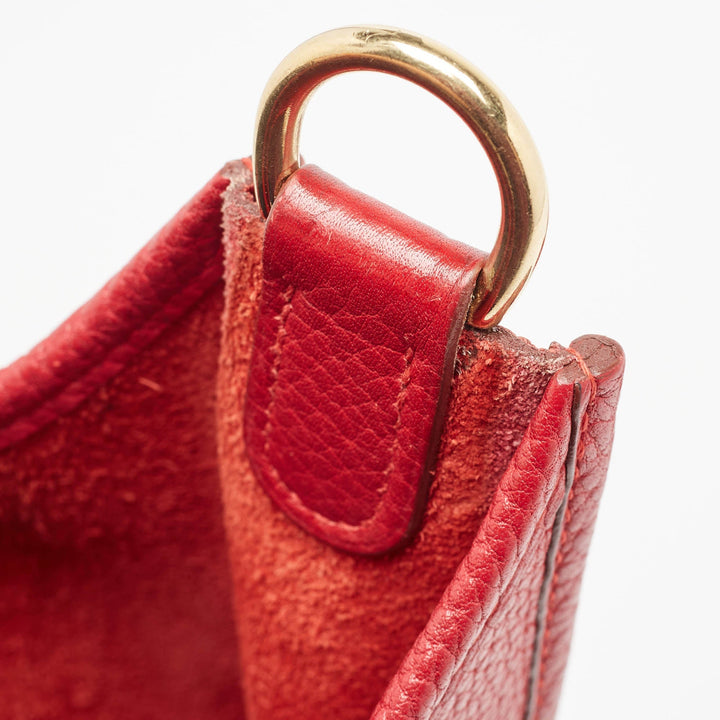 HERMES Rouge Vif Taurillon Clemence Leather Evelyne I GM Bag
