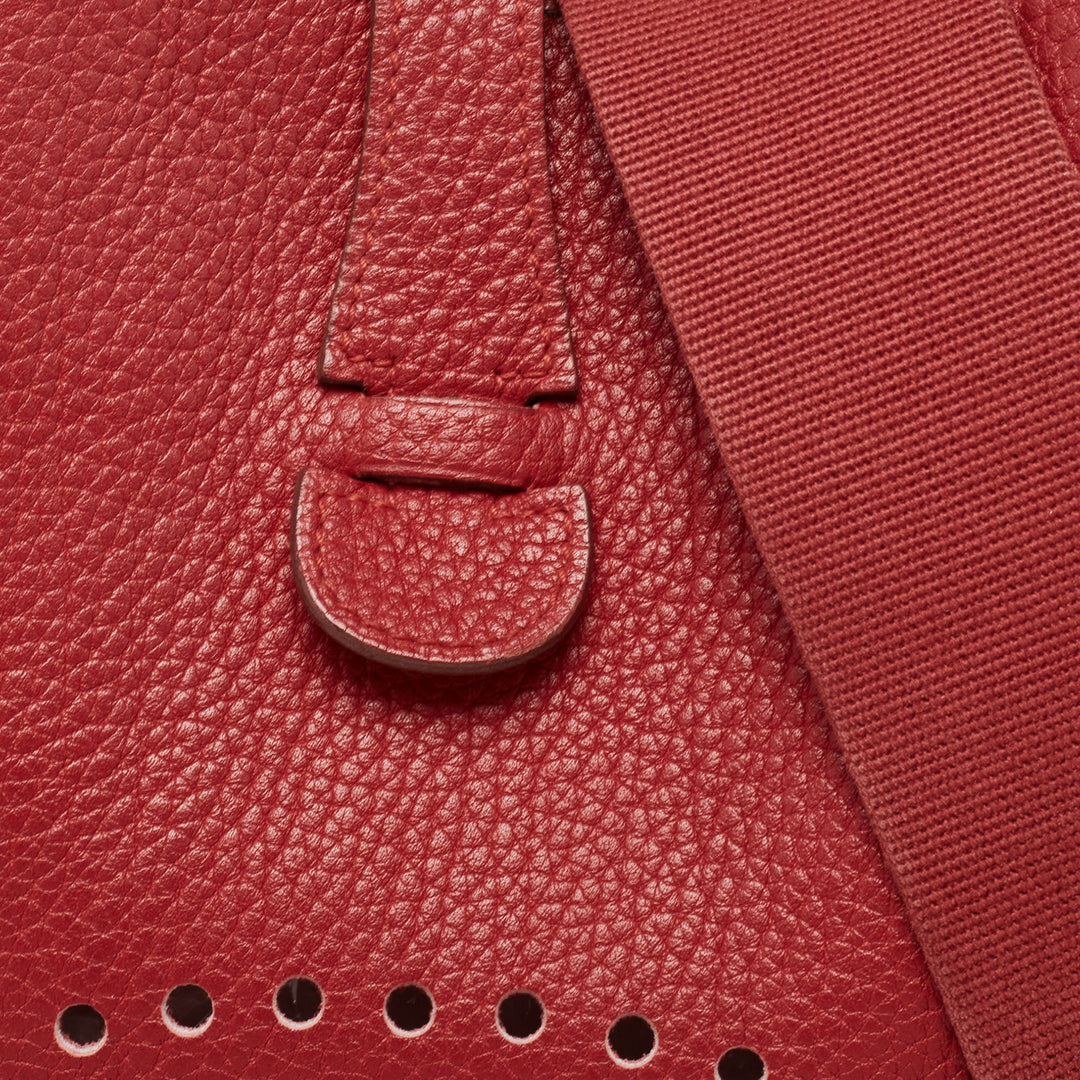 HERMES Rouge Vif Taurillon Clemence Leather Evelyne I GM Bag