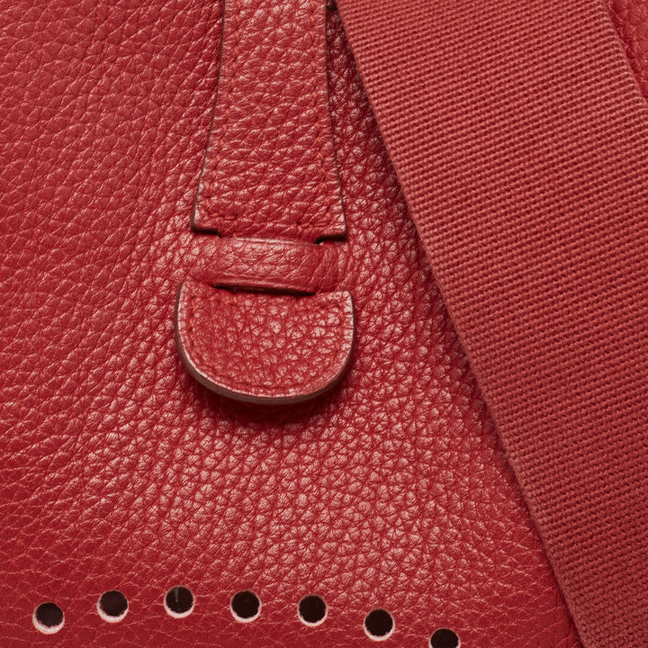 HERMES Rouge Vif Taurillon Clemence Leather Evelyne I GM Bag