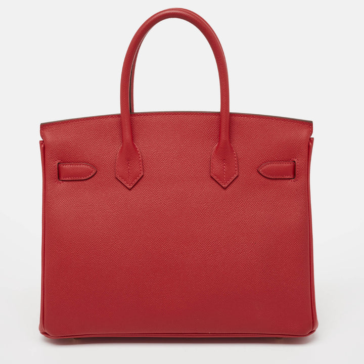 Top quality Hermes  Rouge Casaque Epsom Leather Gold Finish Birkin 30 Bag