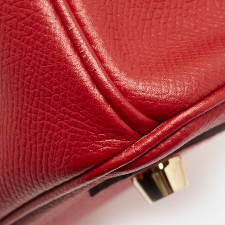 Top quality Hermes  Rouge Casaque Epsom Leather Gold Finish Birkin 30 Bag