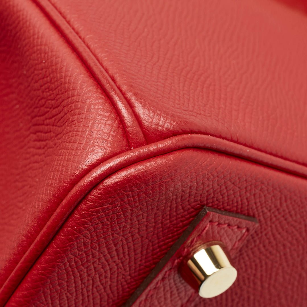 Top quality Hermes  Rouge Casaque Epsom Leather Gold Finish Birkin 30 Bag