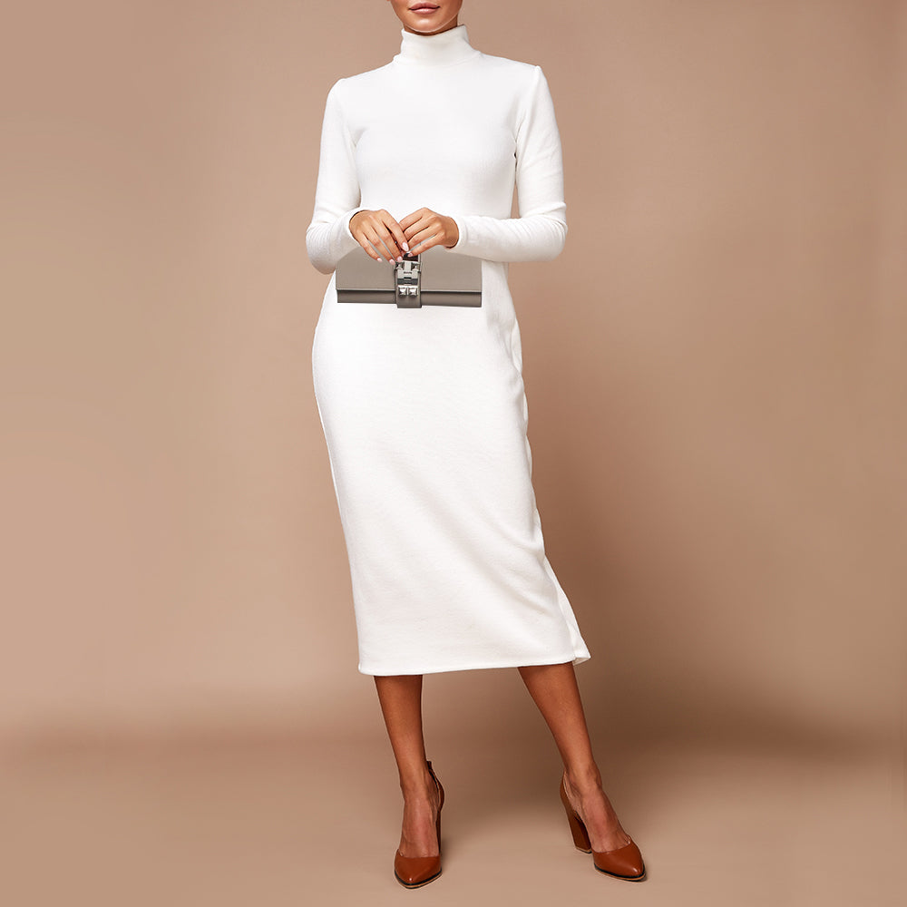 HERMES Gris Asphalte Swift Leather Medor 23 Clutch