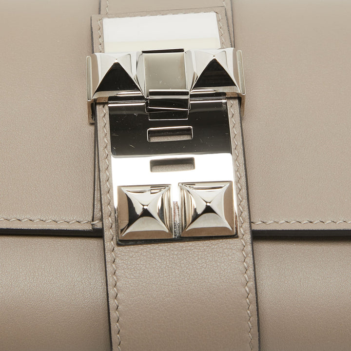 HERMES Gris Asphalte Swift Leather Medor 23 Clutch