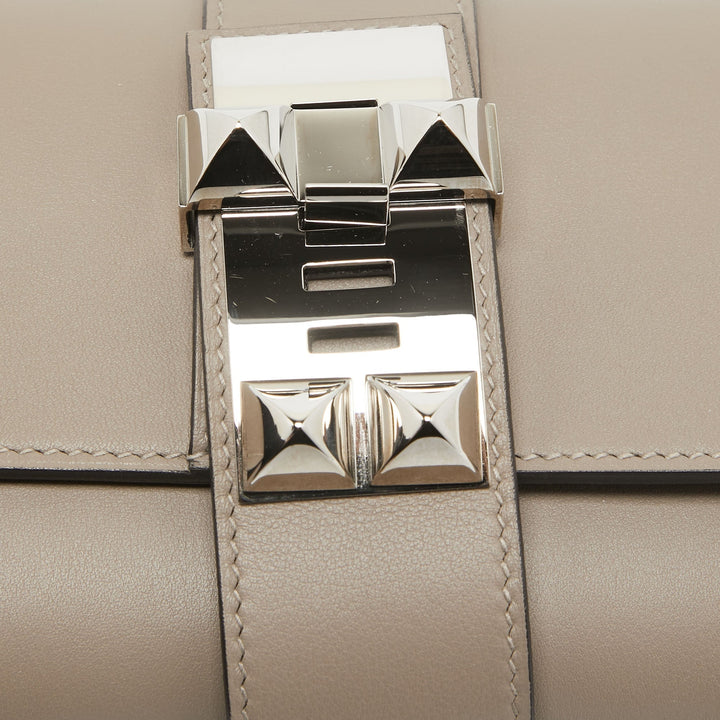 Premium Handmade Hermes Gris Asphalte Swift Leather Medor 23 Clutch