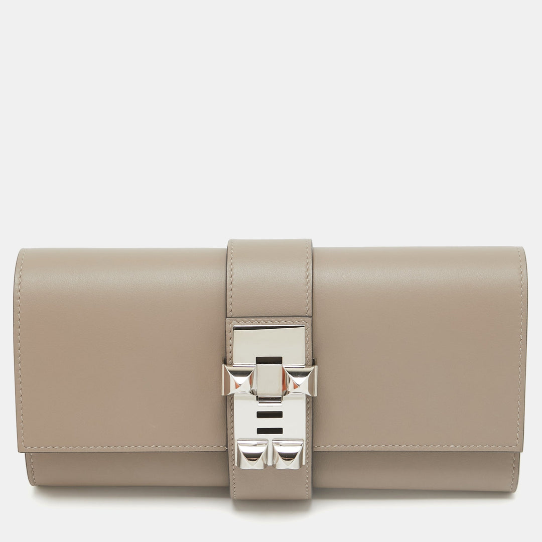 Premium Handmade Hermes Gris Asphalte Swift Leather Medor 23 Clutch