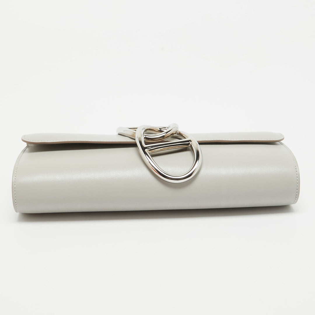 Premium Handmade Hermes  Gris Perle Tadelakt Leather Egee Clutch