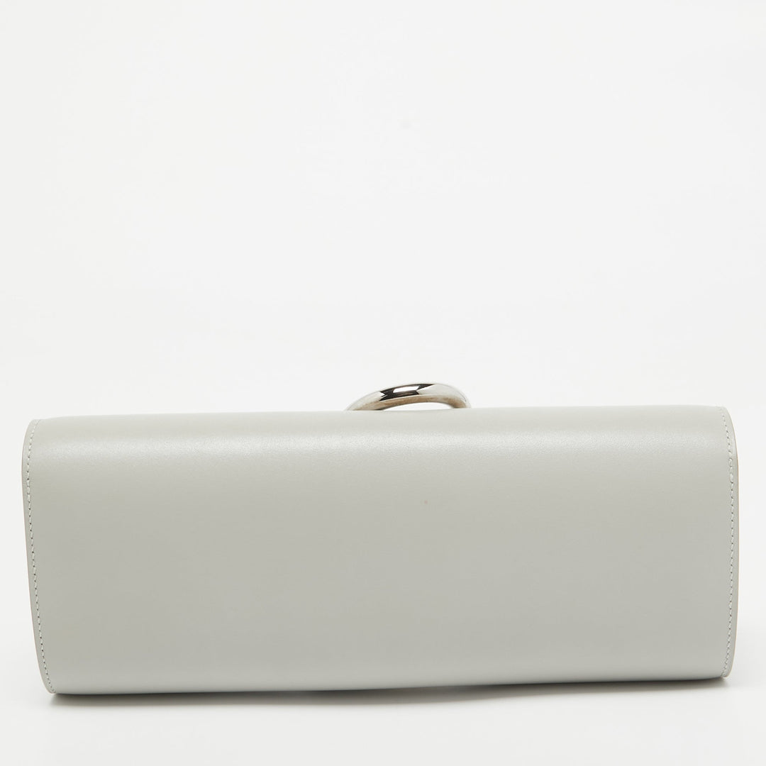 Premium Handmade Hermes  Gris Perle Tadelakt Leather Egee Clutch