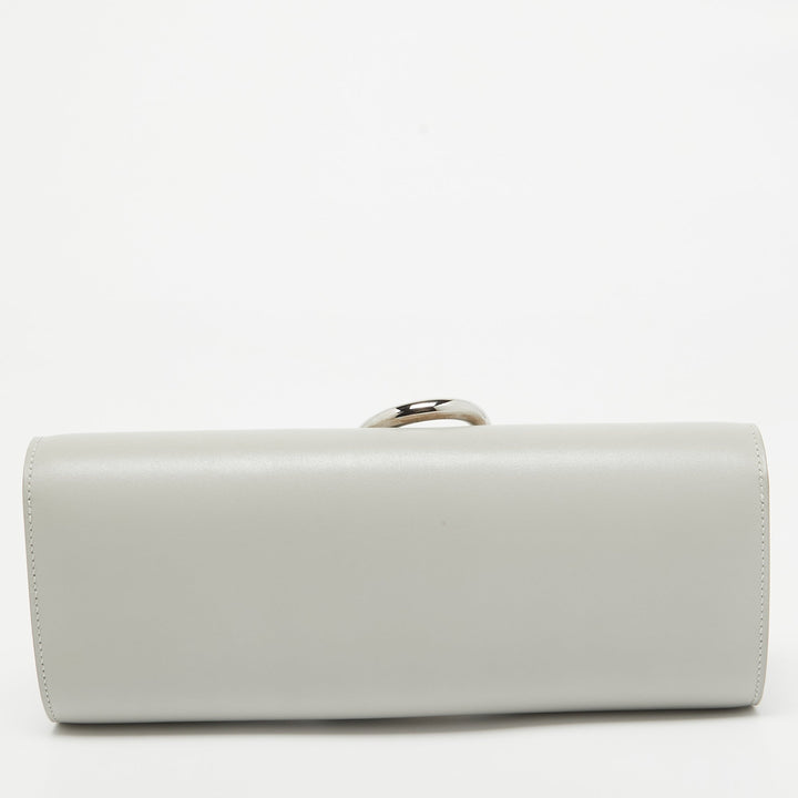 Premium Handmade Hermes  Gris Perle Tadelakt Leather Egee Clutch