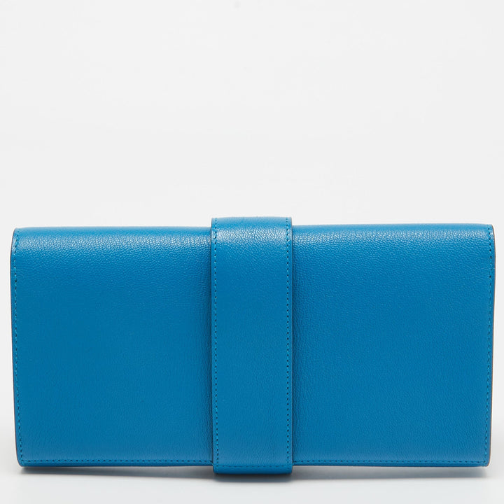 Premium Handmade Hermes Bleu Zanzibar Chevre Mysore Leather Medor 23 Clutch