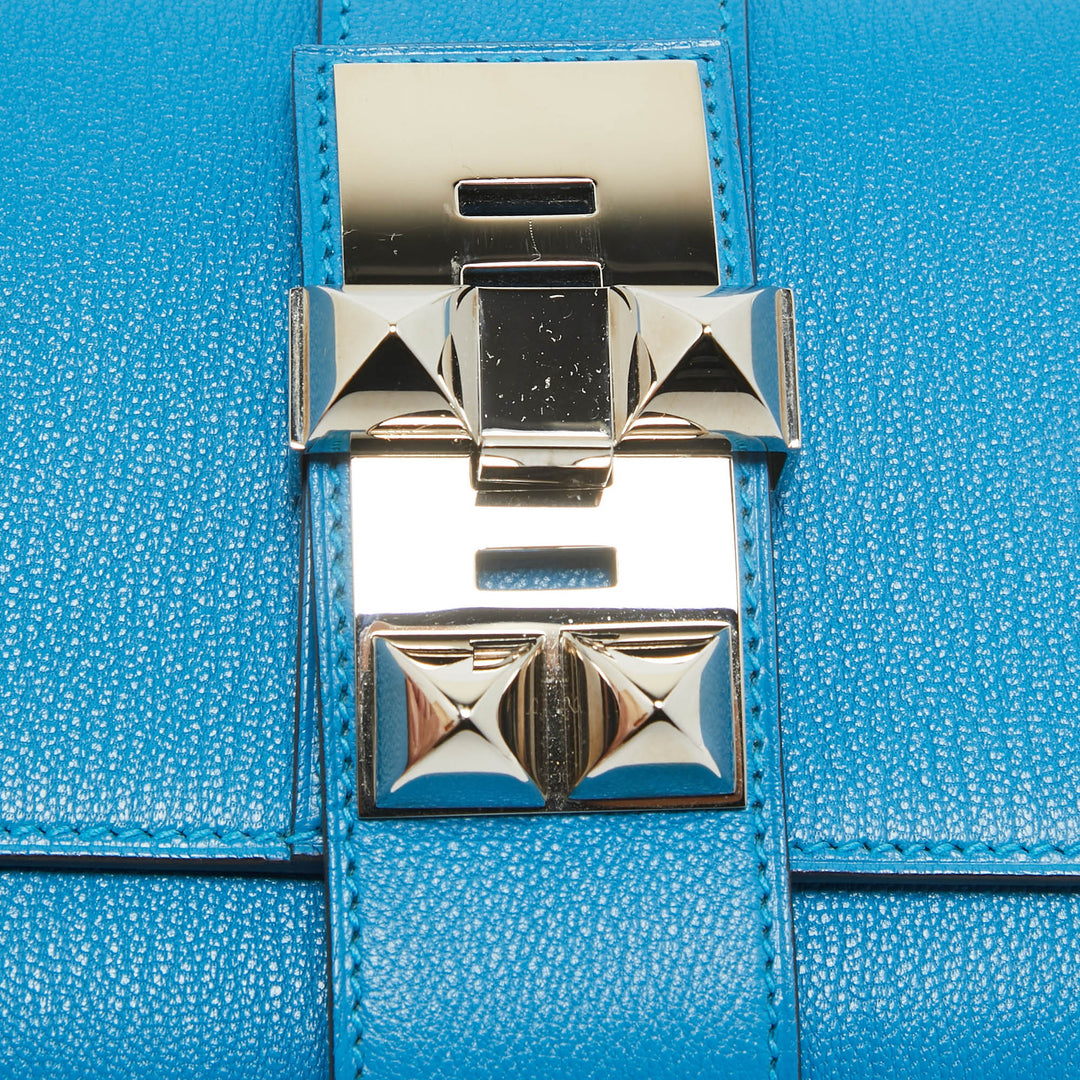 Premium Handmade Hermes Bleu Zanzibar Chevre Mysore Leather Medor 23 Clutch