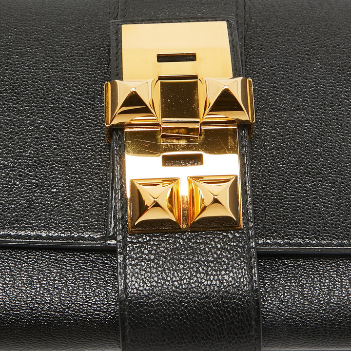 Top quality Hermes Noir Chevre Mysore Leather Medor 23 Clutch
