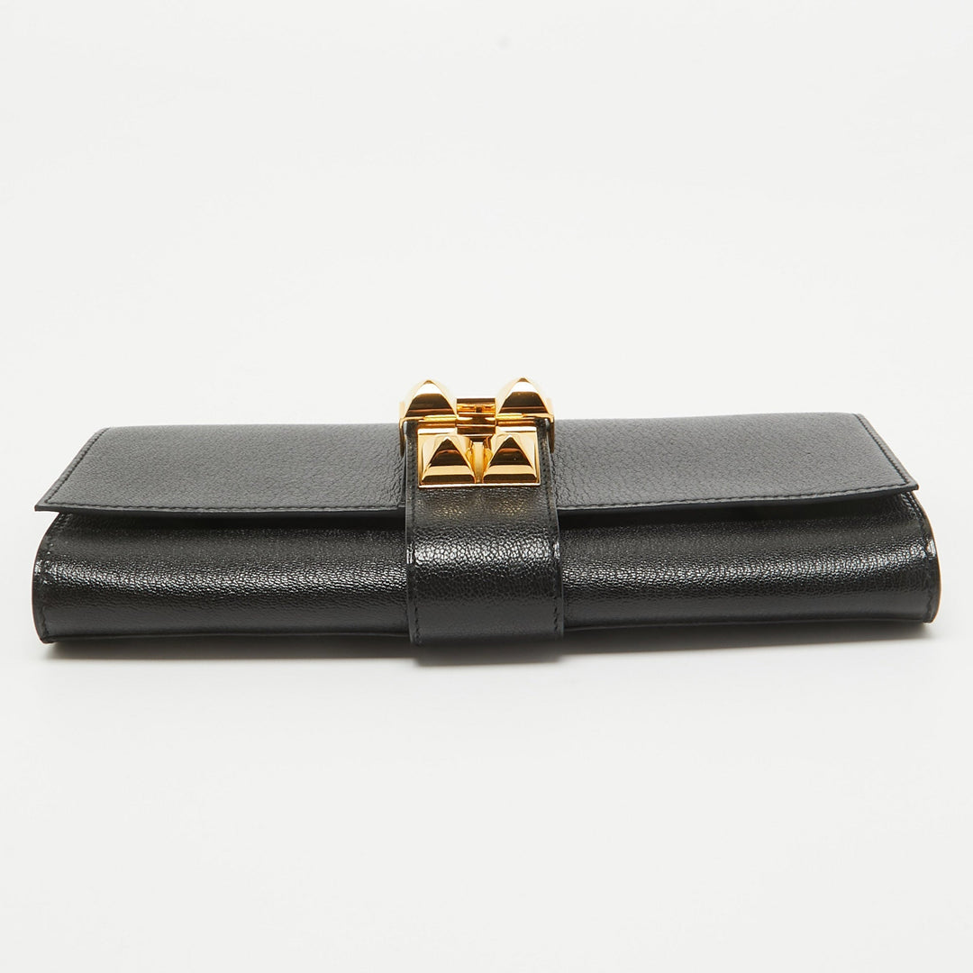 Top quality Hermes Noir Chevre Mysore Leather Medor 23 Clutch