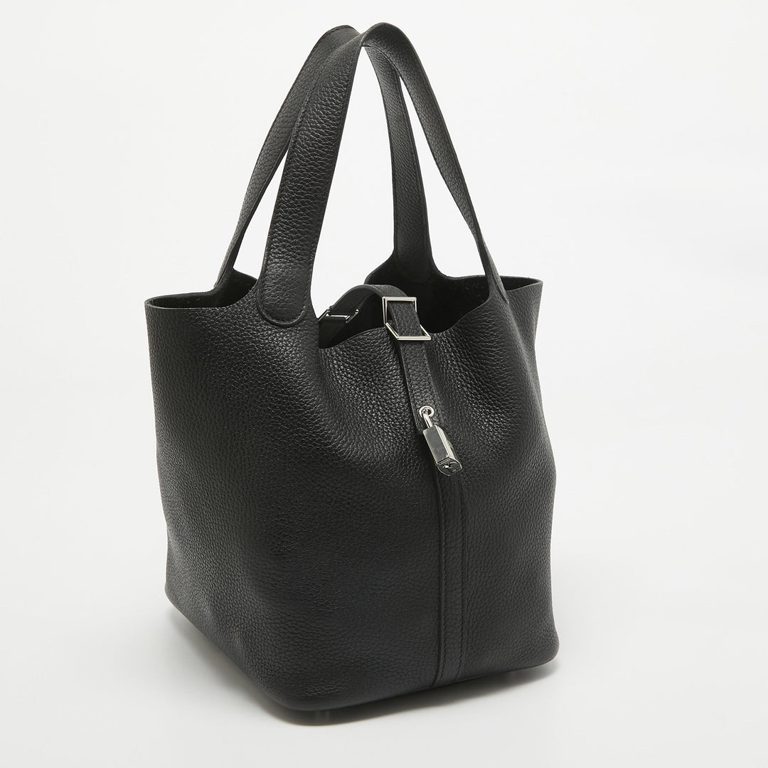 Top quality Hermes Noir Taurillon Clemence Leather Picotin Lock 22 Bag