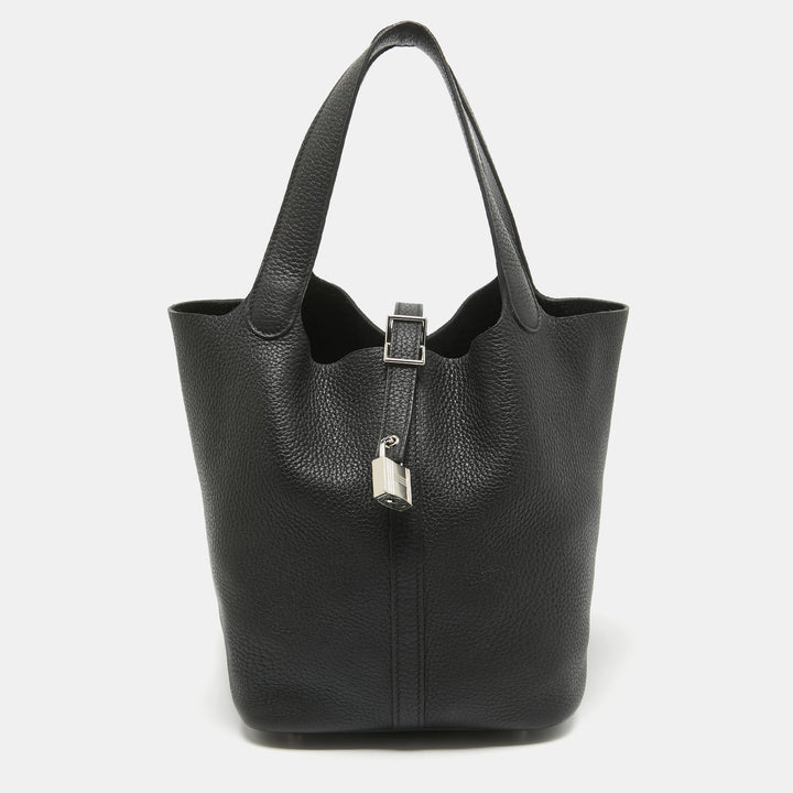 Top quality Hermes Noir Taurillon Clemence Leather Picotin Lock 22 Bag