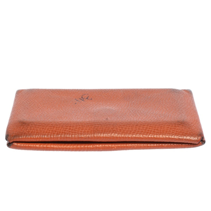 Premium Handmade Hermes  Orange Epsom Leather Calvi Card Holder