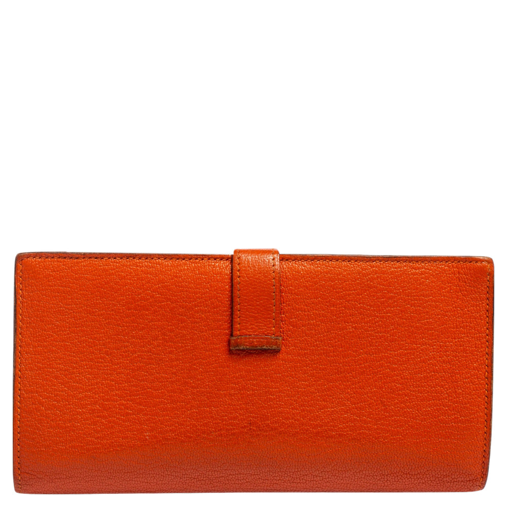 Top quality Hermes Feu Mysore Leather Bearn Gusset Wallet