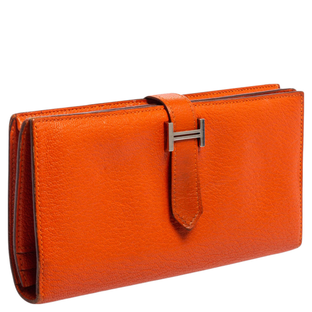 Top quality Hermes Feu Mysore Leather Bearn Gusset Wallet