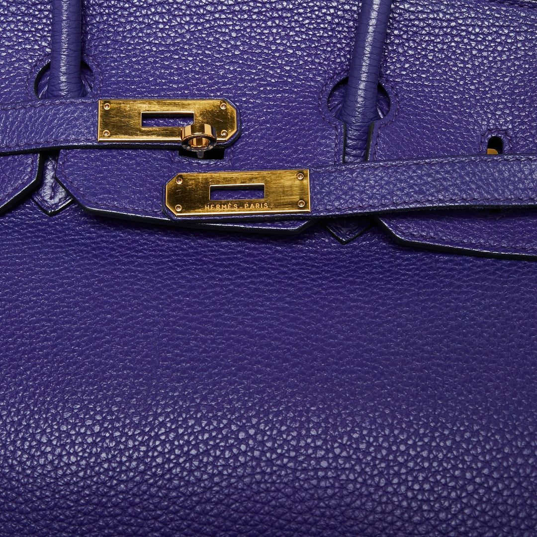 Top quality Hermes Blue Electric Togo Leather Gold Finish Birkin 35 Bag