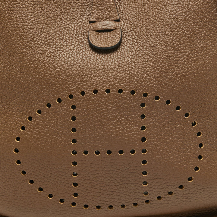 Top quality Hermes Beige De Weimar Taurillon Clemence Leather Evelyne III PM Bag