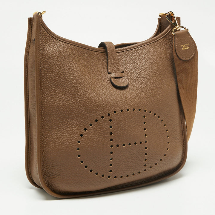 Top quality Hermes Beige De Weimar Taurillon Clemence Leather Evelyne III PM Bag