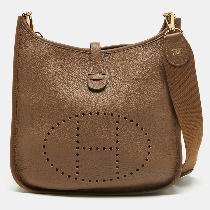 Top quality Hermes Beige De Weimar Taurillon Clemence Leather Evelyne III PM Bag