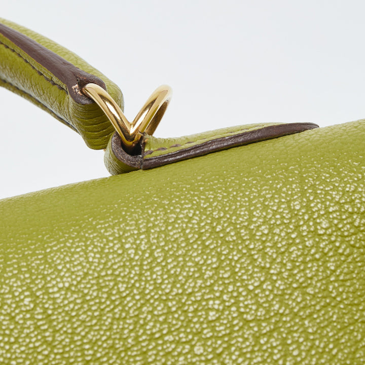 Top quality Hermes Vert Anis Chevre De Coromandel Leather Gold Plated Kelly Sellier 32 Bag