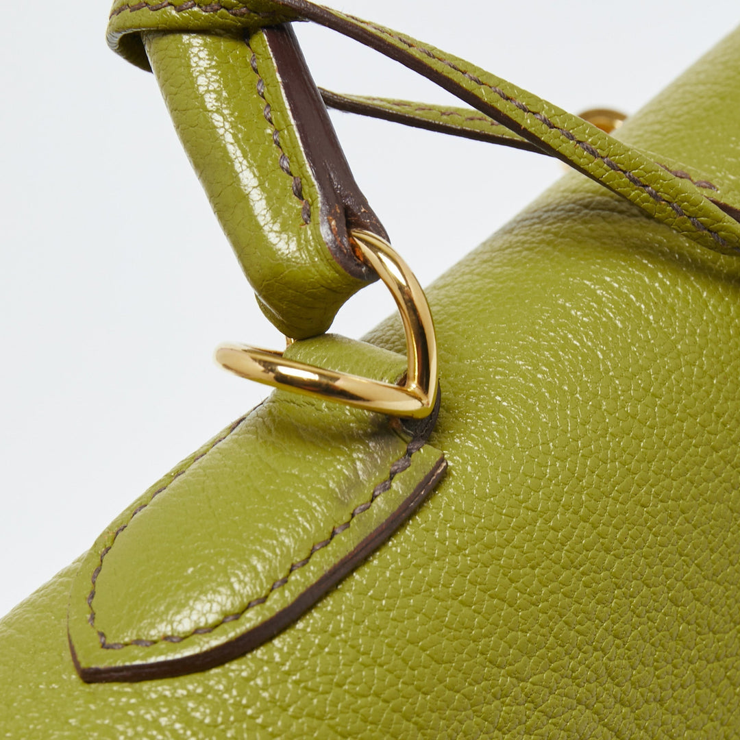Top quality Hermes Vert Anis Chevre De Coromandel Leather Gold Plated Kelly Sellier 32 Bag