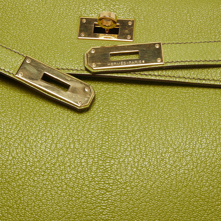 Top quality Hermes Vert Anis Chevre De Coromandel Leather Gold Plated Kelly Sellier 32 Bag